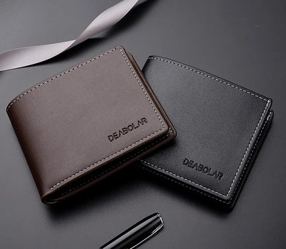 Pu Leather Men Short Wallet Thin Style Folding Young Men Credit Card Holder Wallet GLOBGRIP®