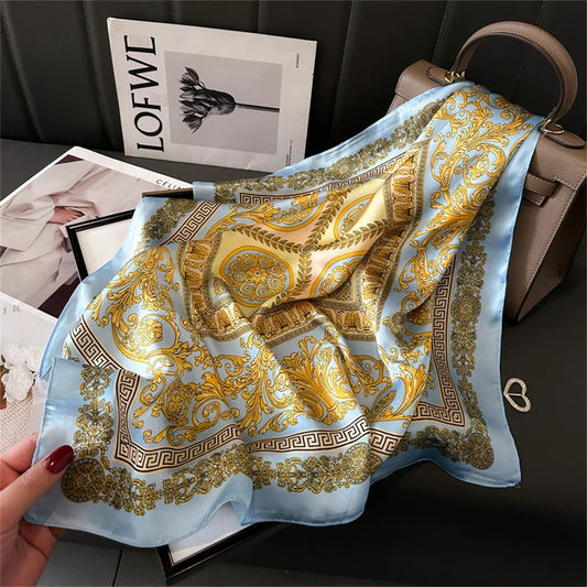 2024 New Fashion 70X70cmPrinted Women's Scarf Pashmina Silk Scarf Square Shawl Decorative Headband Neck Luxury Design Bandana GLOBGRIP®
