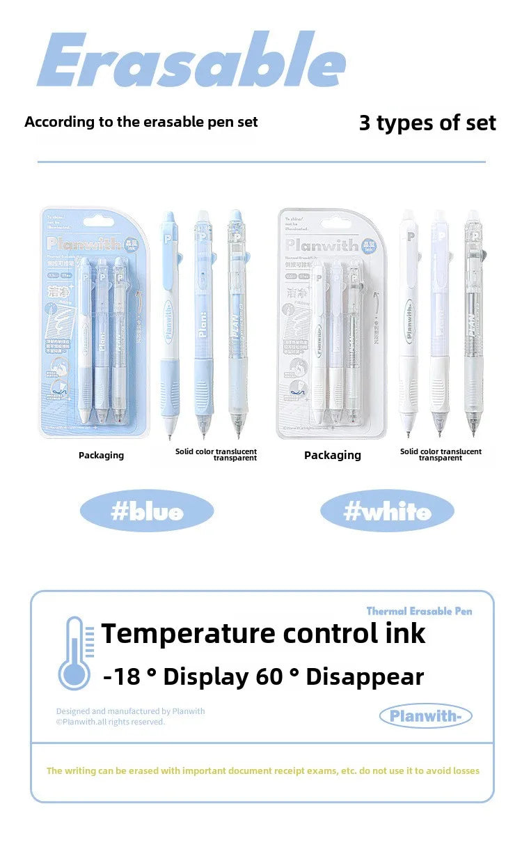 🖊️ 3PCS Simplicity Erasable Gel Pens GLOBGRIP®