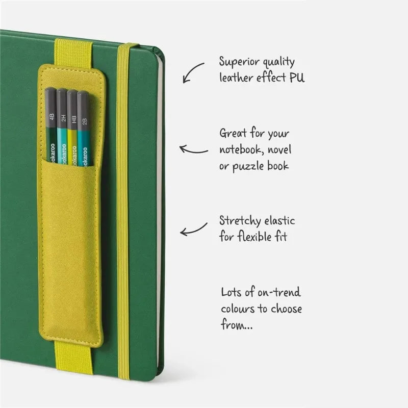 Pu Leather Pen Bag Elastic Buckle Book Notebook Fashion School Pen Case for Office Meeting Easy Carry Office Student Stationery GLOBGRIP®