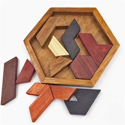 🧠 Wooden Tangram Jigsaw DIY Puzzle GLOBGRIP®