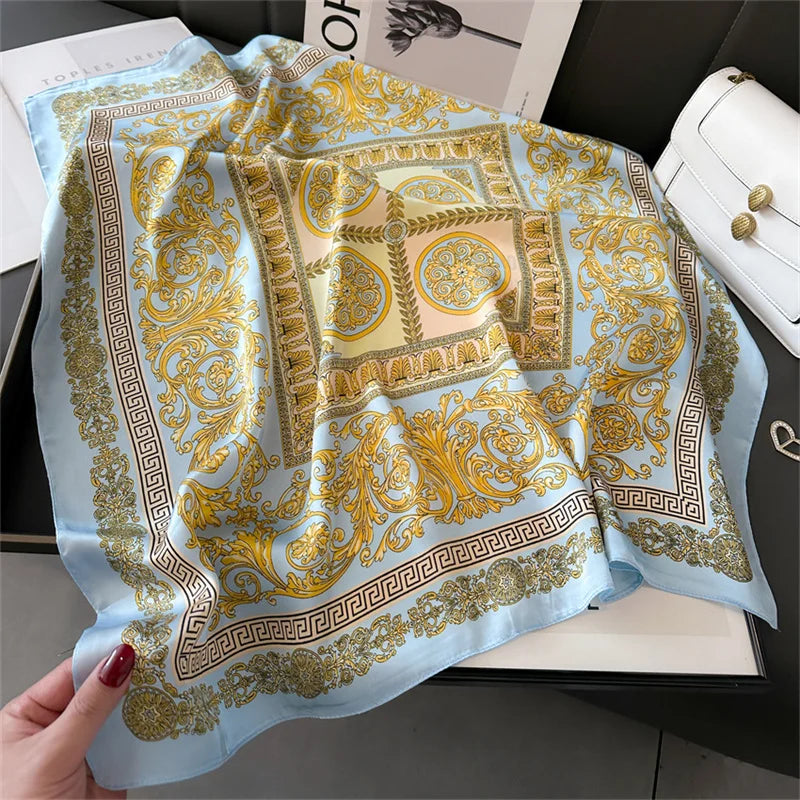 2024 New Fashion 70X70cmPrinted Women's Scarf Pashmina Silk Scarf Square Shawl Decorative Headband Neck Luxury Design Bandana GLOBGRIP®