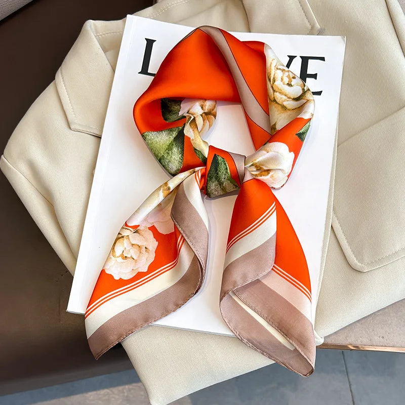 2024 New Fashion 70X70cmPrinted Women's Scarf Pashmina Silk Scarf Square Shawl Decorative Headband Neck Luxury Design Bandana GLOBGRIP®