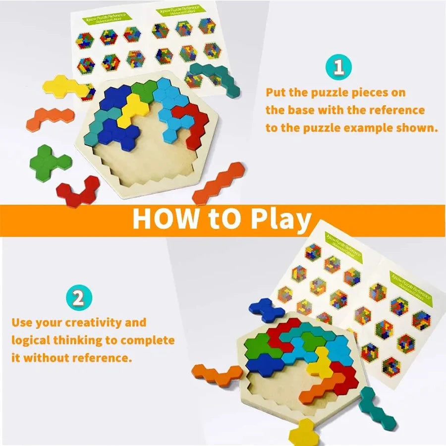 🧠 Wooden Tangram Jigsaw DIY Puzzle GLOBGRIP®