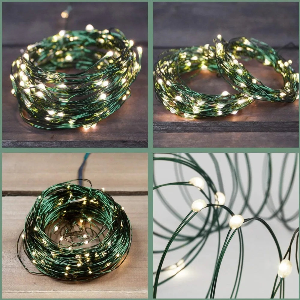 Green Cable LED Christmas String Fairy Lights Garland Outdoor Waterproof For Birthday Party Halloween Garden Room Decoration GLOBGRIP®