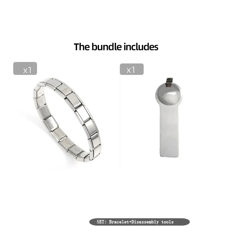 Yupsk Trendy Square Italy Stainless Steel Bracelets For Women Men HipHop Metal  Modules Stretchable Gift Birthday Party Jewelry GLOBGRIP®