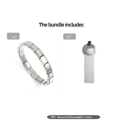 Yupsk Trendy Square Italy Stainless Steel Bracelets For Women Men HipHop Metal  Modules Stretchable Gift Birthday Party Jewelry GLOBGRIP®