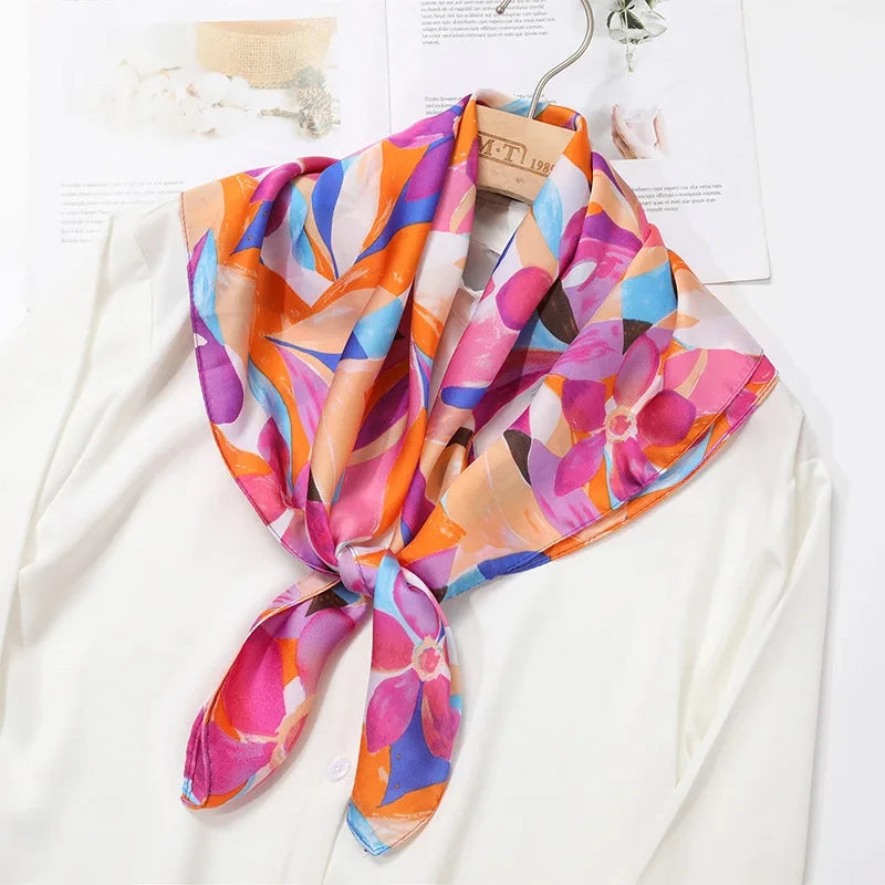 2024 New Fashion 70X70cmPrinted Women's Scarf Pashmina Silk Scarf Square Shawl Decorative Headband Neck Luxury Design Bandana GLOBGRIP®