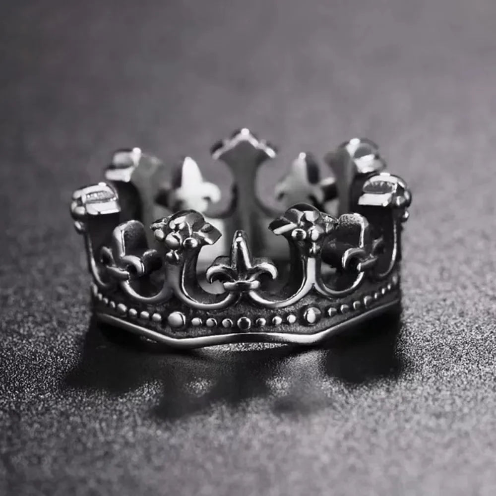 Classic Retro Crown King Ring Personalized Creative Fashion Trend Punk Ring Men and Women Niche Street Party Ring Gift Jewelry GLOBGRIP®