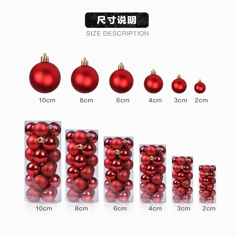 24Pcs 3/4/6CM Christmas Balls Big Ball Christmas Tree Pendant Ornaments for Party Decor 2025 New Year Navidad Gifts Accessory GLOBGRIP®