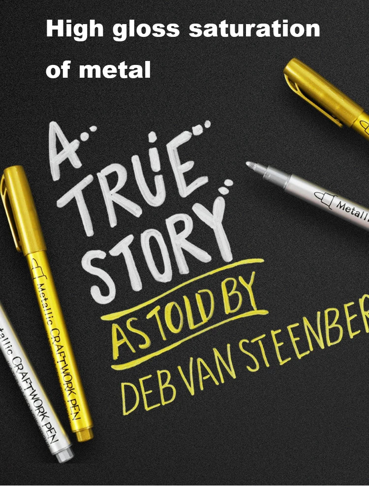 2/1Pc Brush Metallic Marker Pens Gold Silver Color Permanent Art Marker For Manga Crafts Scrapbooking School Stationery Supplies GLOBGRIP®