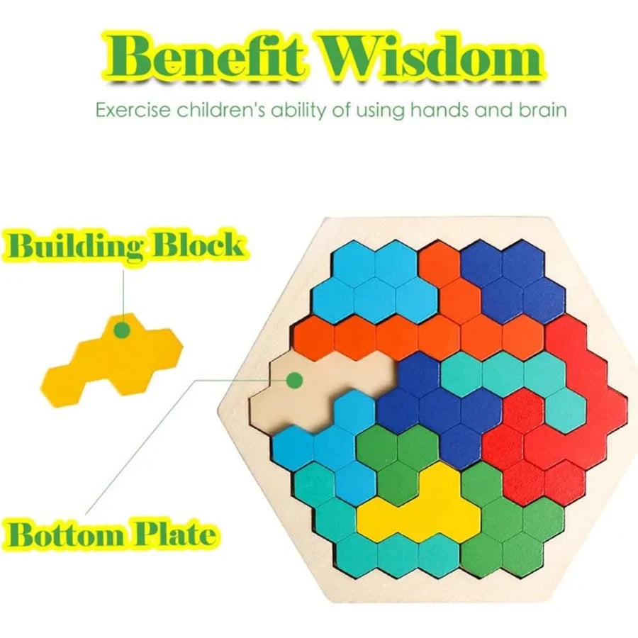 🧠 Wooden Tangram Jigsaw DIY Puzzle GLOBGRIP®