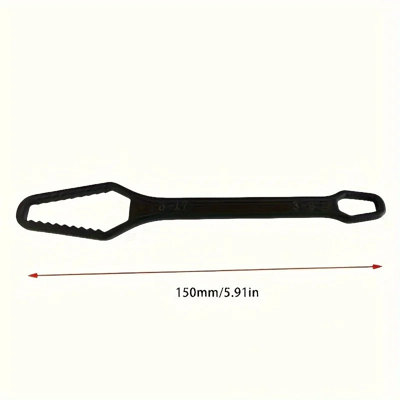 1pc Multi functional black 150mm long T-shaped wrench, adjustable self tightening double head wrench, portable manual tool for a GLOBGRIP®