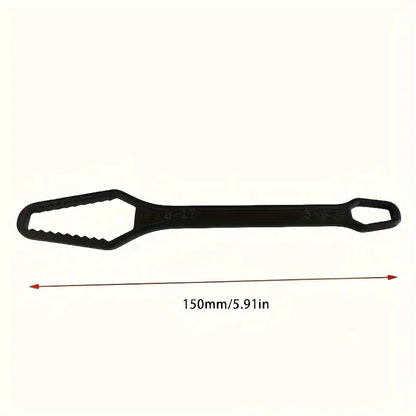 1pc Multi functional black 150mm long T-shaped wrench, adjustable self tightening double head wrench, portable manual tool for a GLOBGRIP®