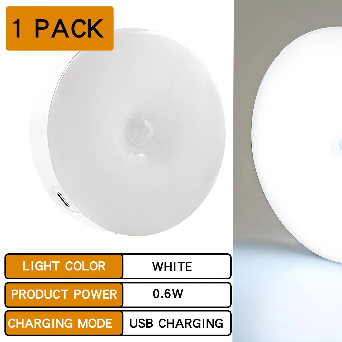 Smart LED night light with human body motion sensor wireless magnetic USB rechargeable

