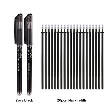 0.5mm Erasable Gel Pen Set Black Blue Red Ink Refill Rod Kawaii Pens Washable Handle School Office Supplies Writing Stationery GLOBGRIP®