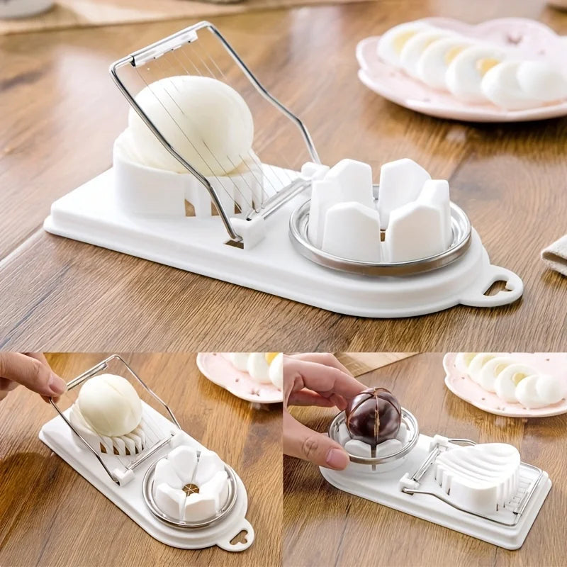 Multifunctional Egg Slicers Stainless Steel Slicer Fancy Splitter Egg Cutting Tool Home Two In One Egg Cutter Kitchen Gadgets GLOBGRIP®