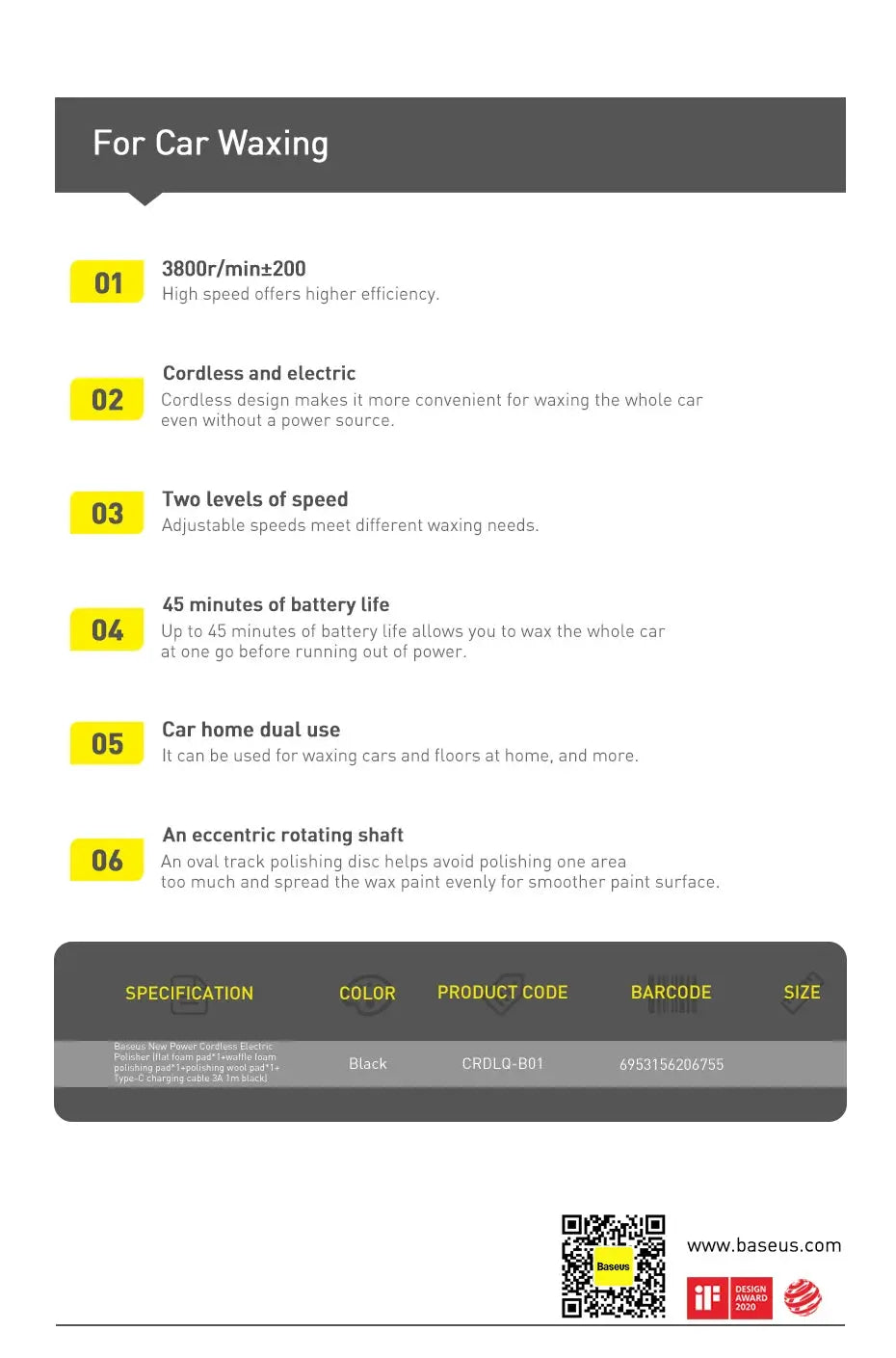 Baseus Wireless Car Polisher Machine – Cordless Electric Wax GLOBGRIP®