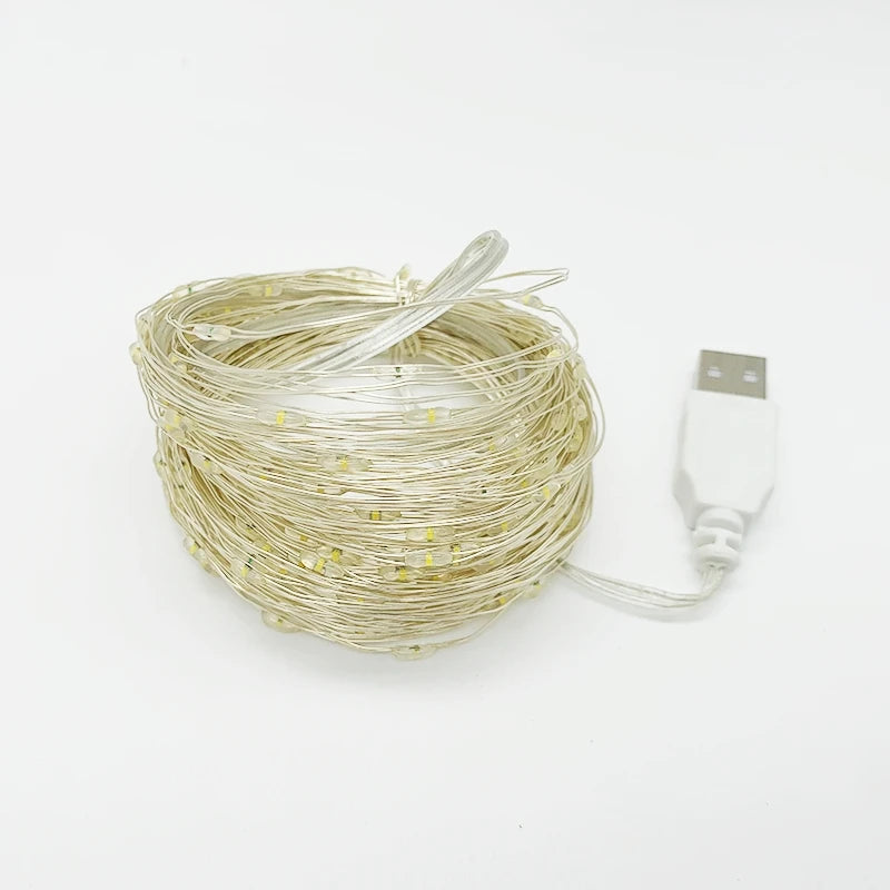 10/20/30M USB LED String Lights Copper Silver Wire Garland Light Waterproof Fairy Lights For Christmas Wedding Party Decoration GLOBGRIP®