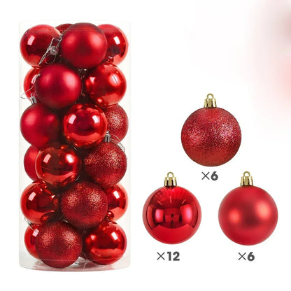 24Pcs 3/4/6CM Christmas Balls Big Ball Christmas Tree Pendant Ornaments for Party Decor 2025 New Year Navidad Gifts Accessory GLOBGRIP®