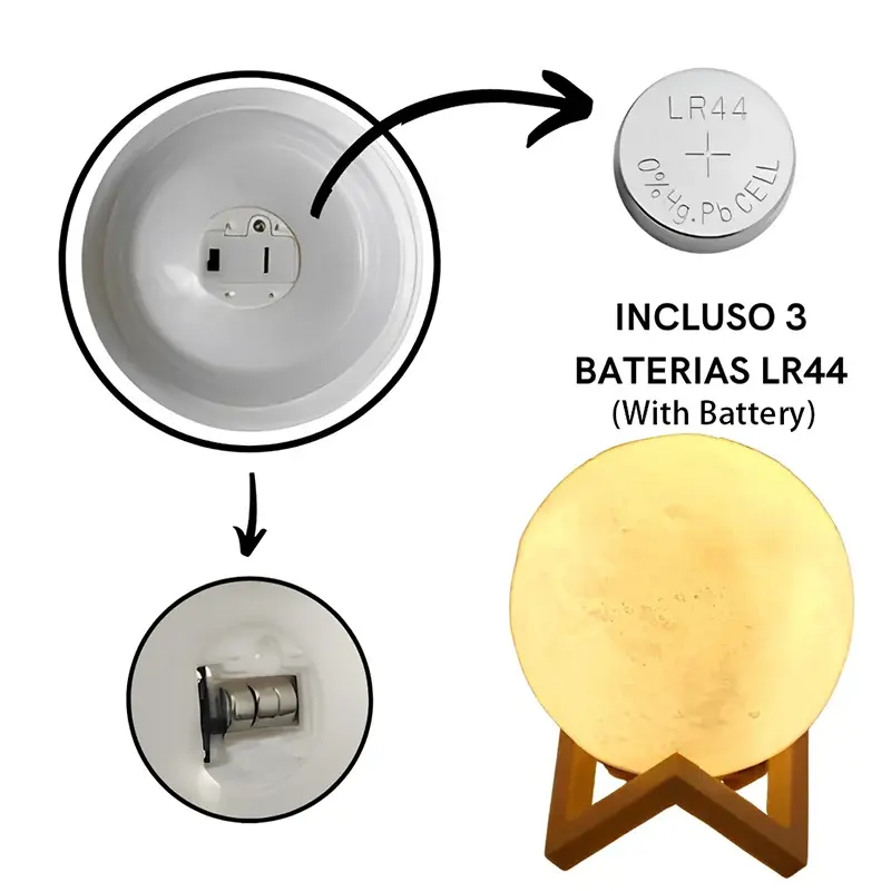 GLOBGRIP Book Light LED Moon Galaxy Night Light with three included LR44 batteries and wooden stand