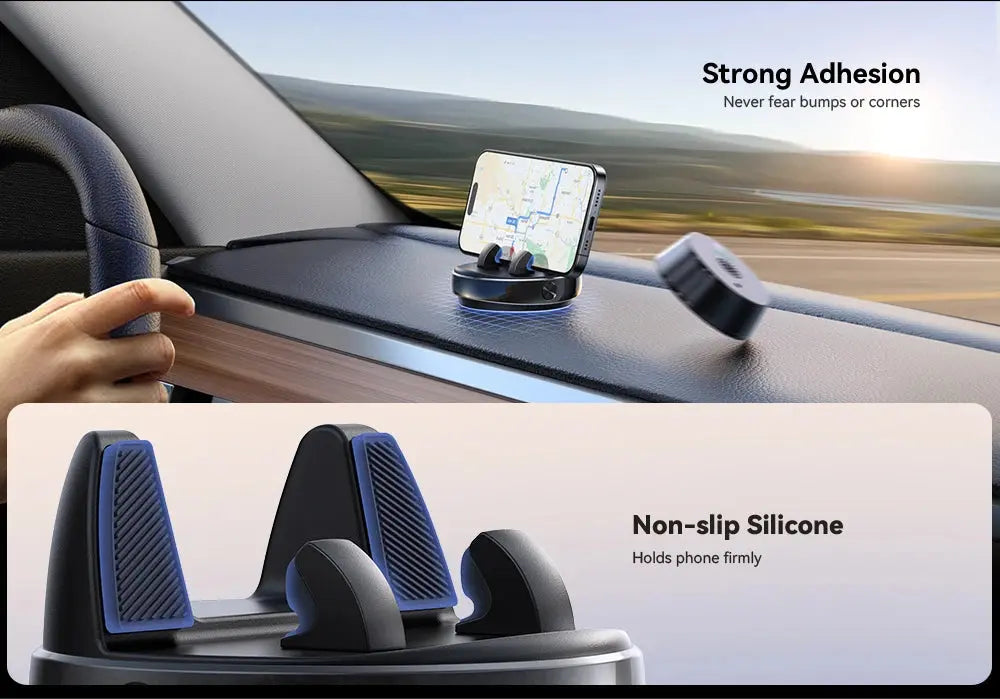 GLOBGRIP 360 degree phone holder with strong adhesion and non-slip silicone for secure dashboard mounting