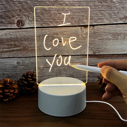 GLOBGRIP® writeable LED desk lamp with illuminated transparent board and handwritten message I love you