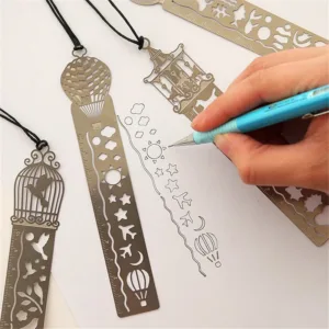 lovely 4 pcs/lot Cute Kawaii Creative Horse Birdcage Hollow Metal Bookmark Ruler for Student Gift Kawai School Supplies
