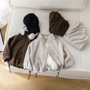 1-6 Yrs Children Cotton Sets Warm Autumn Winter Boys Girls Sport 2 PCS Suit Long Clothes Coat+Pants Casual Sporty Students Sets