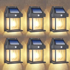 Solar Wall Lamp Outdoor Dusk To Dawn Porch Light PIR Motion Sensor Garden Light Suitable for Courtyard Garden Villas